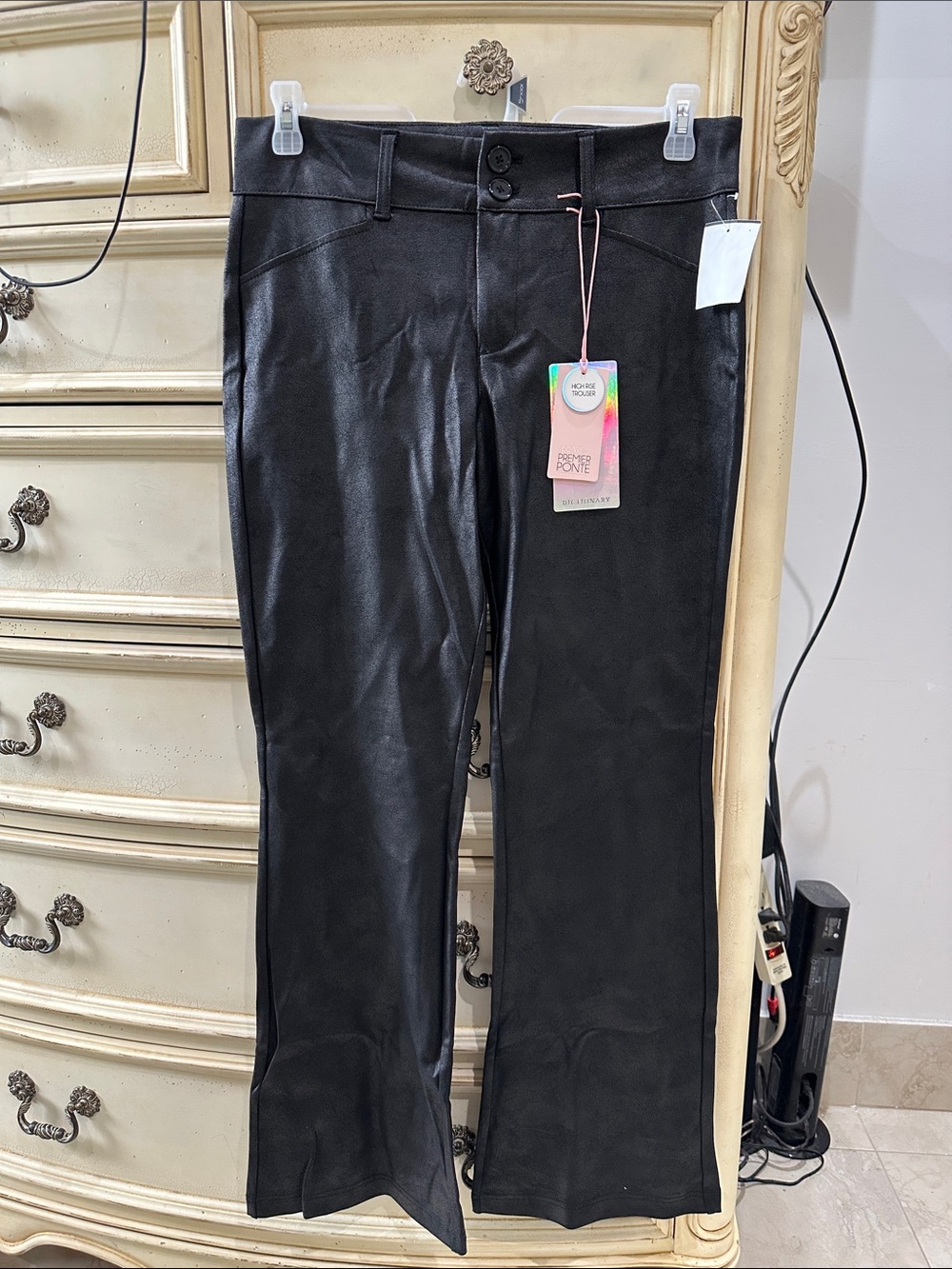 Black Faux Leather Bootcut Pants